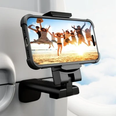 Clearlock Universal Phone Holder For Airplane, Home And Office With 360 Degree Rotation - Black